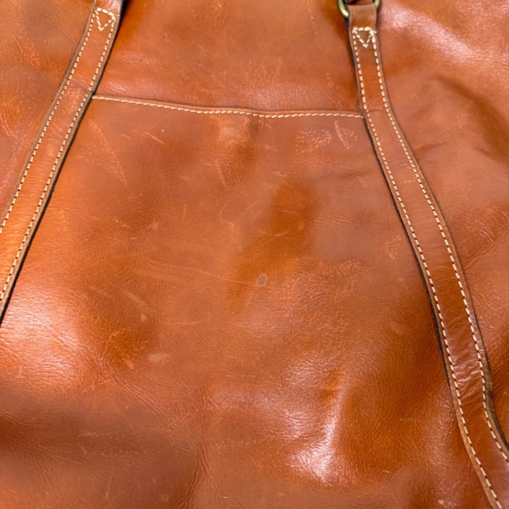 Patricia Nash Benvenuto Tote Bag Cognac Leather Studded Brass Heritage Academia - Picture 15 of 16